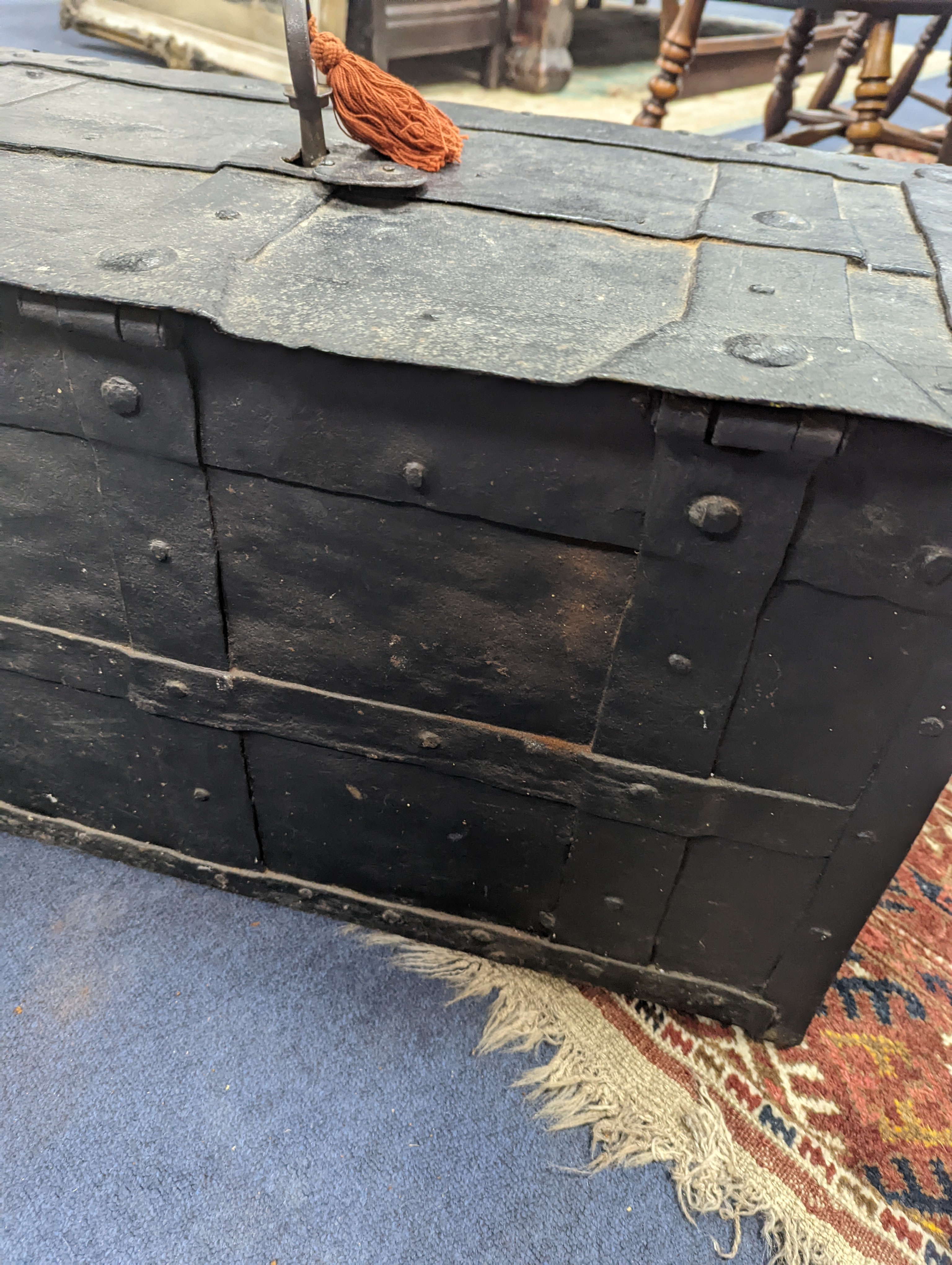 A 17th/18th century German ironbound 'Armada' chest, with key